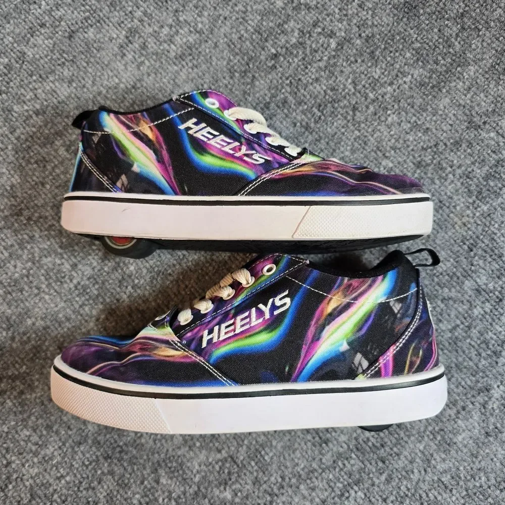 Heelys Kids Black Purple Multicolor Skate Shoes Size 4 Lace Up